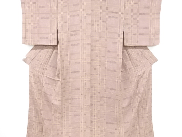 格子に花模様小紋着物